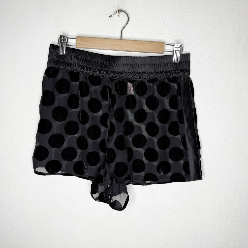 New Victorias‎ secret Black Polkadot Mesh Sheer Sleep Shorts Lingerie Medium